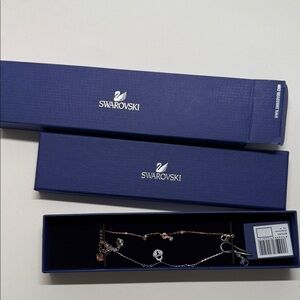 Swarovski Rose Gold & Silver Key & heart locket Matching Bracelet set 15.5cm NWT